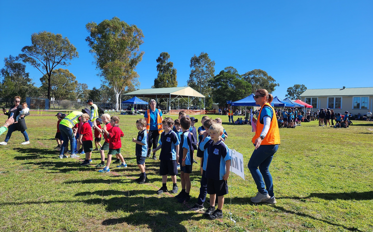 Students preparing for a foot race at the cross country carnival
