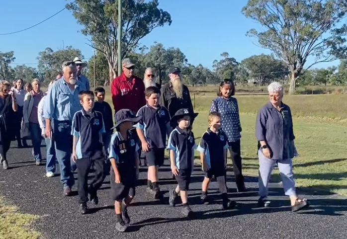 ANZAC Day march with students leading